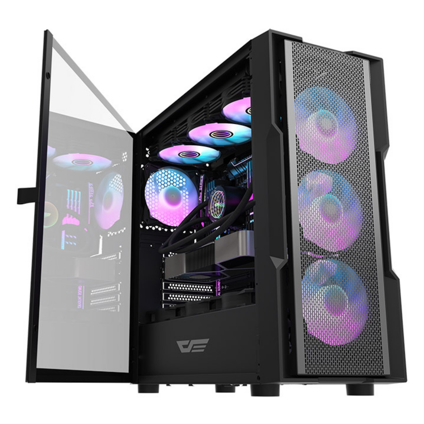 Gabinete DarkFlash DK431 (4 coolers) Negro/Blanco