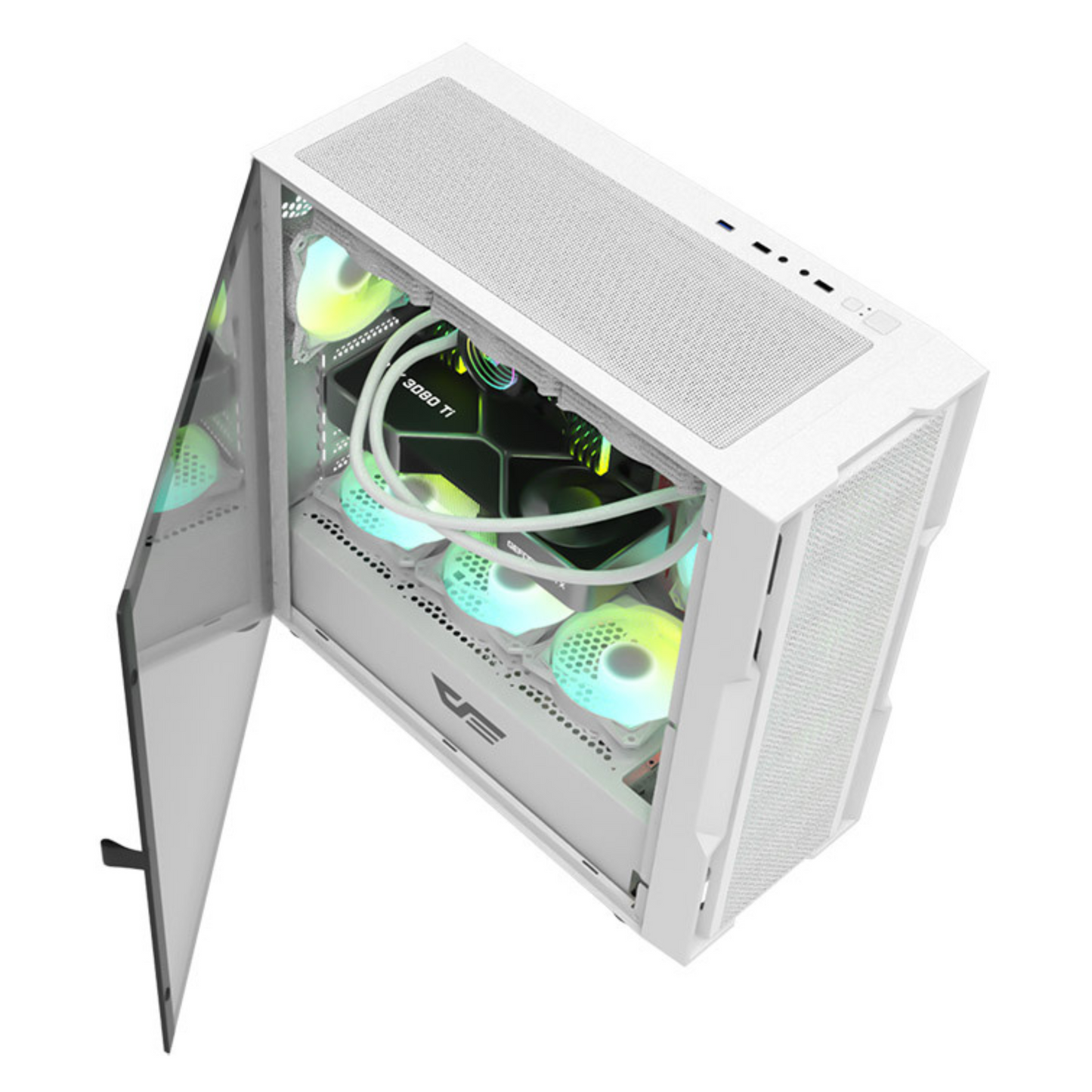 Gabinete DarkFlash DK431 (4 coolers) Negro/Blanco