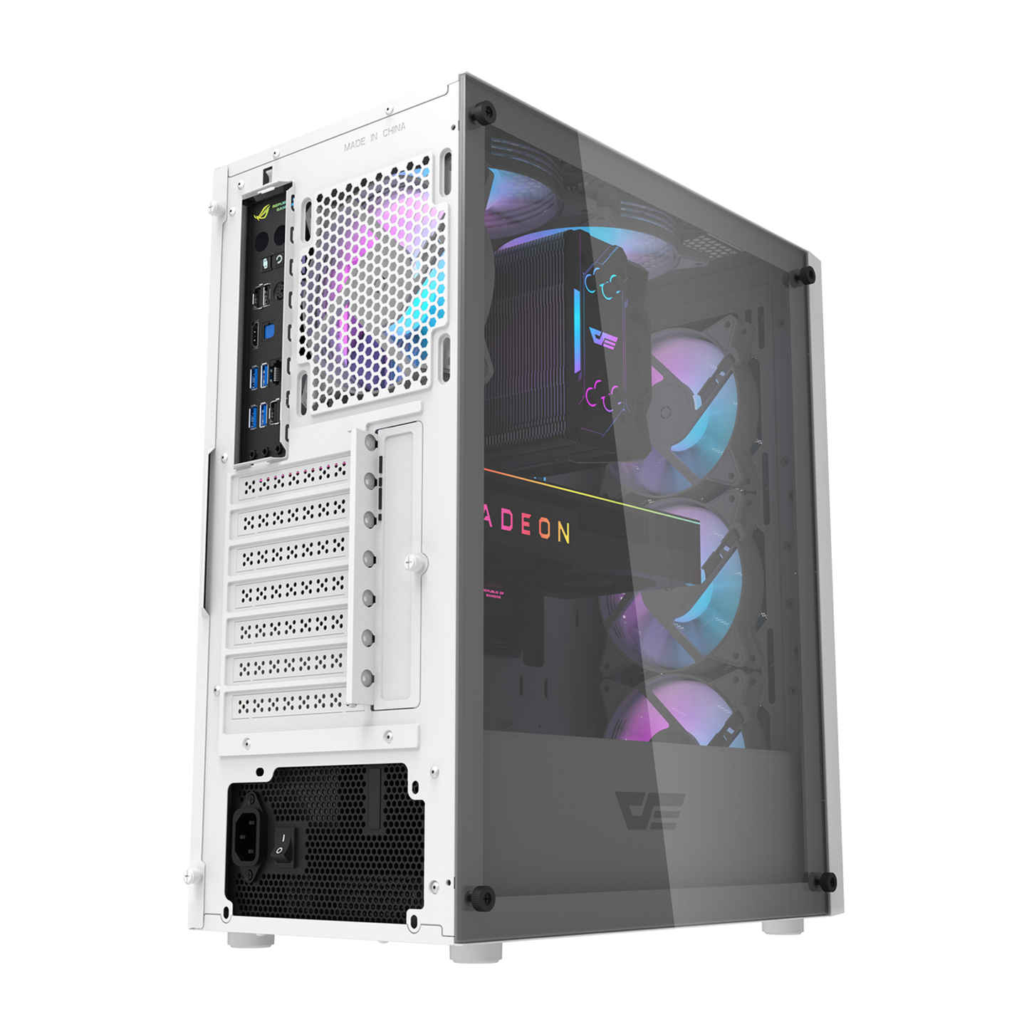 Gabinete DarkFlash DK352 (4 coolers) Negro/Blanco