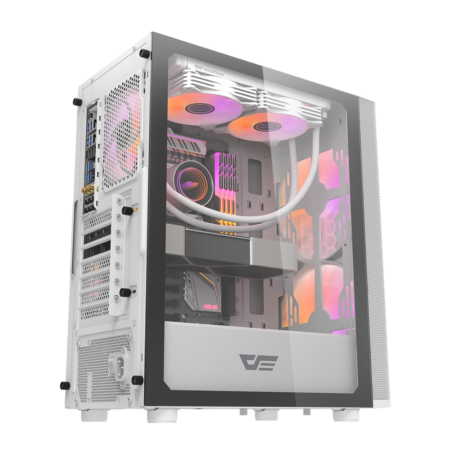 Gabinete DarkFlash DK360 (3 coolers) Negro/Blanco