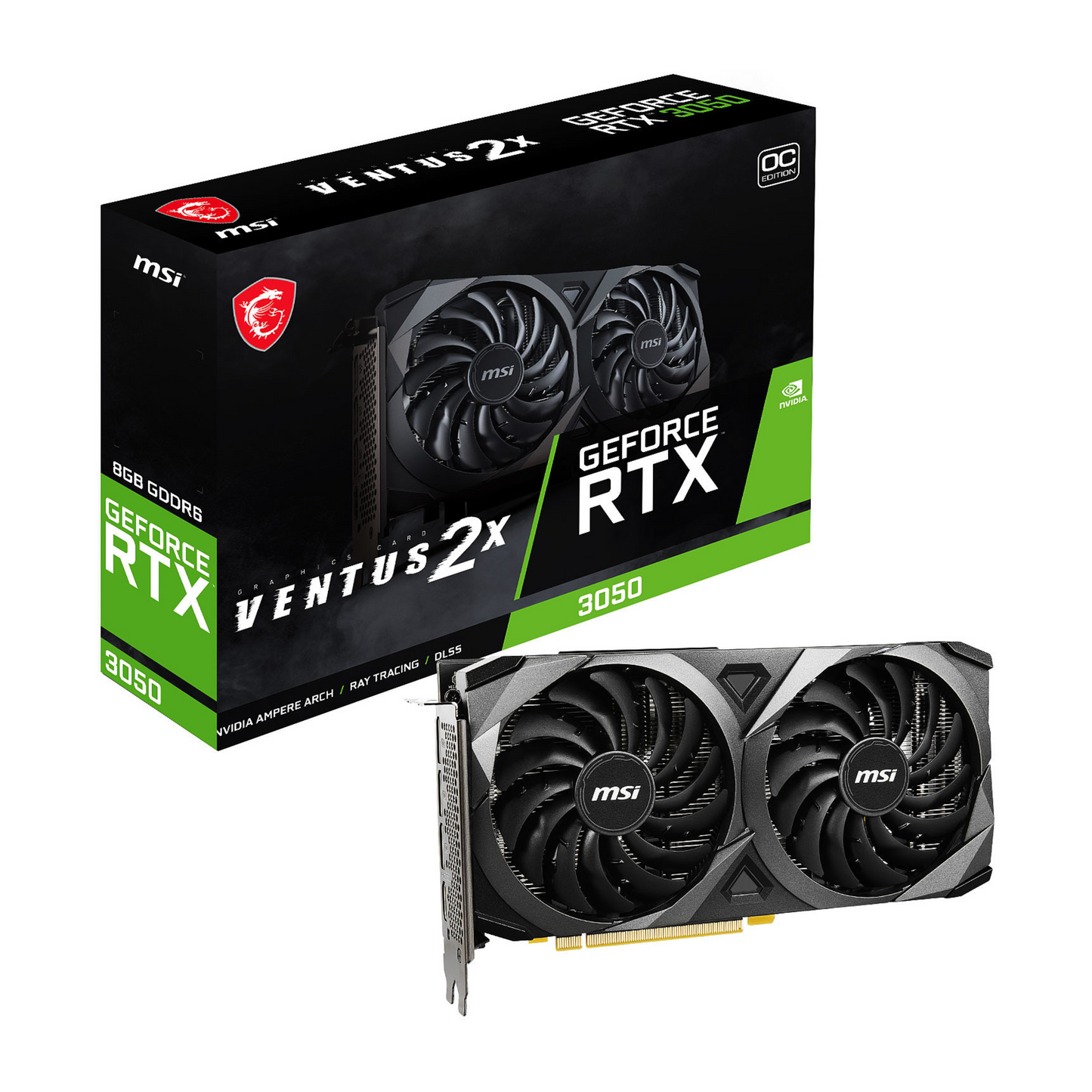 Placa de Video MSI RTX 3050 8GB GDDR6X Ventus 2X OCV1