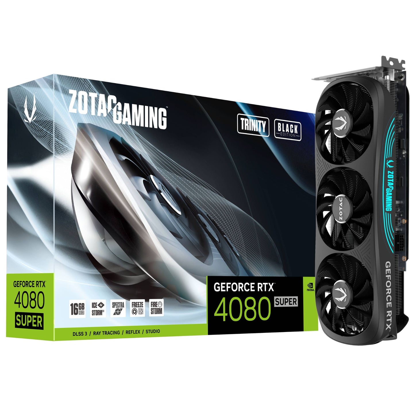Placa de Video ZOTAC Gaming RTX 4080 SUPER 16GB GDDR6X Trinity Black Edition